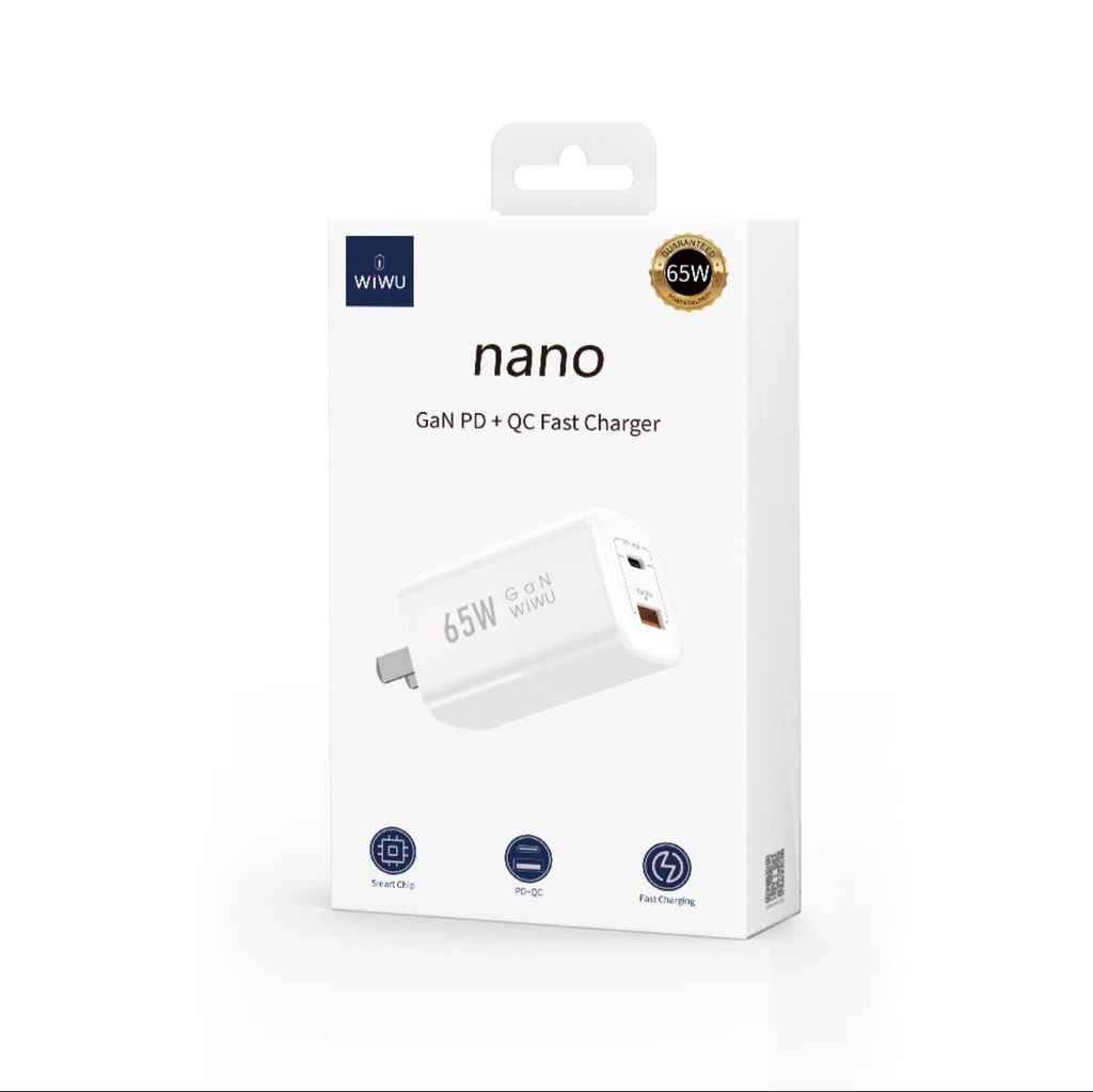 Củ sạc nhanh Wiwu Nano Gan PD + QC Fast Charger Wi-U012 65W