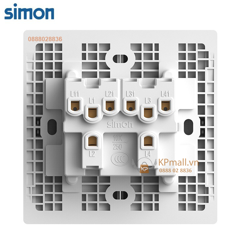 Bộ Công tắc Bốn 1 chiều lắp đế chuẩn vuông Simon S6 581041 KPmall