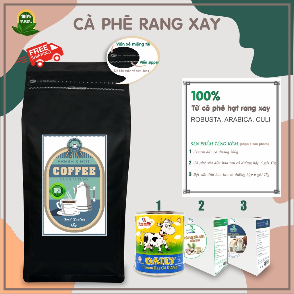 Cà phê rang xay Vikin gói 1 Kg