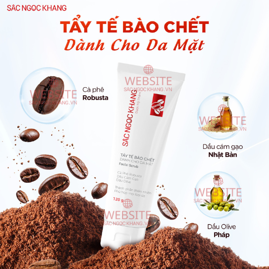 Tẩy Tế Bào Chết Cà Phê Dành Cho Da Mặt Sắc Ngọc Khang (Facial Scrub) (Tuýp 120 g)