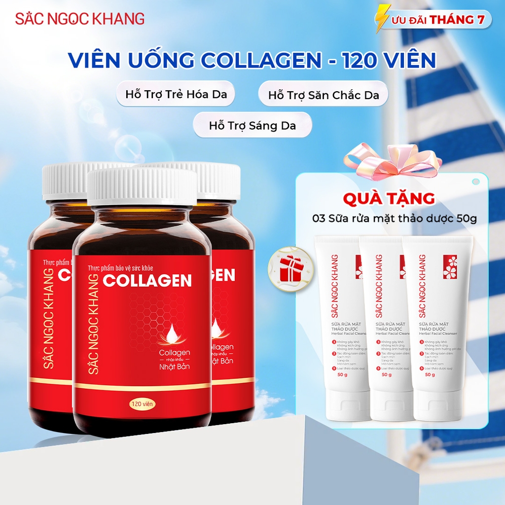 Combo 3 Viên Uống Collagen Dipeptide Mờ Nếp Nhăn - Dưỡng Ẩm Mịn Sắc Ngọc Khang