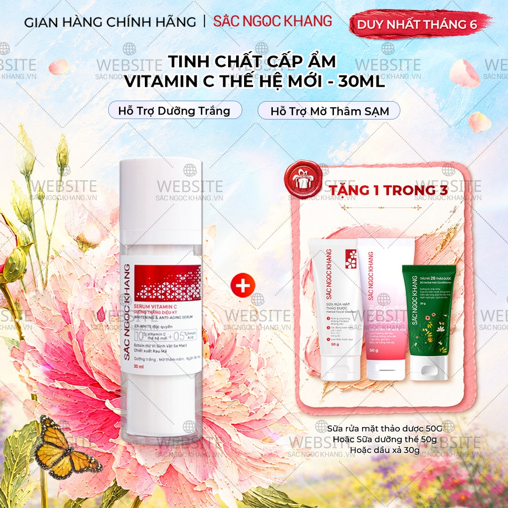 Serum Vitamin C Sắc Ngọc Khang 30ml - Tinh chất giúp da sáng mịn, hỗ trợ mờ thâm nám, đều màu da