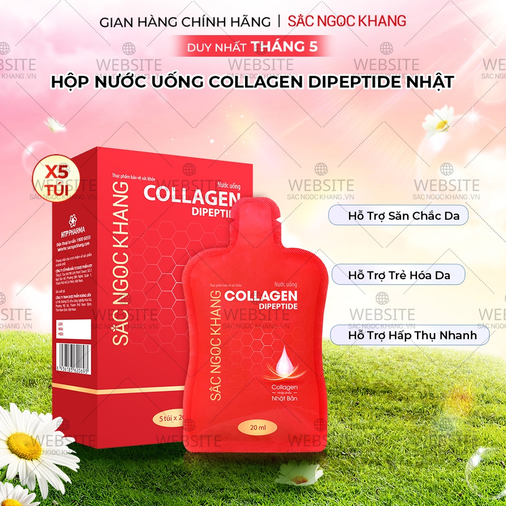 Nước Uống Collagen Dipeptide Mờ Nếp Nhăn - Dưỡng Ẩm Mịn Da Sắc Ngọc Khang Hộp 5 gói x 20ml