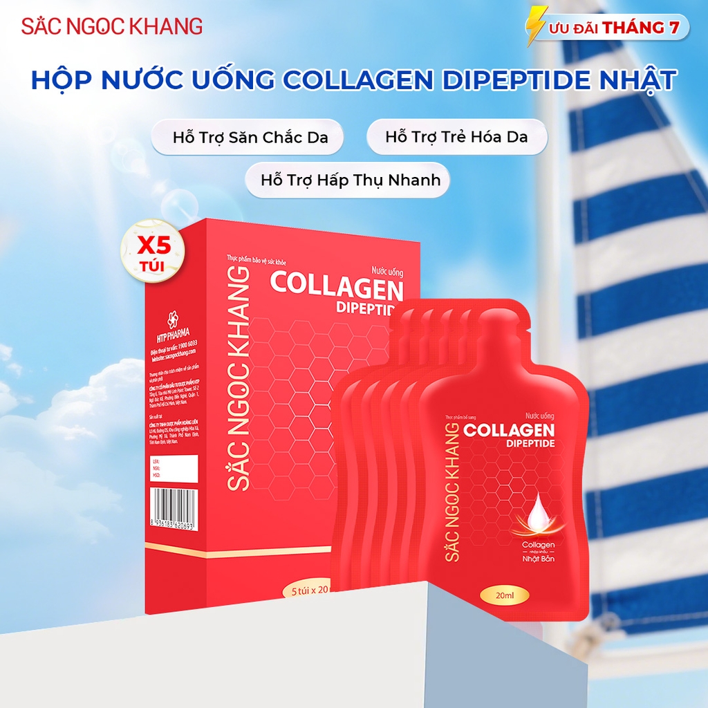 Nước Uống Collagen Dipeptide Mờ Nếp Nhăn - Dưỡng Ẩm Mịn Da Sắc Ngọc Khang Hộp 5 gói x 20ml