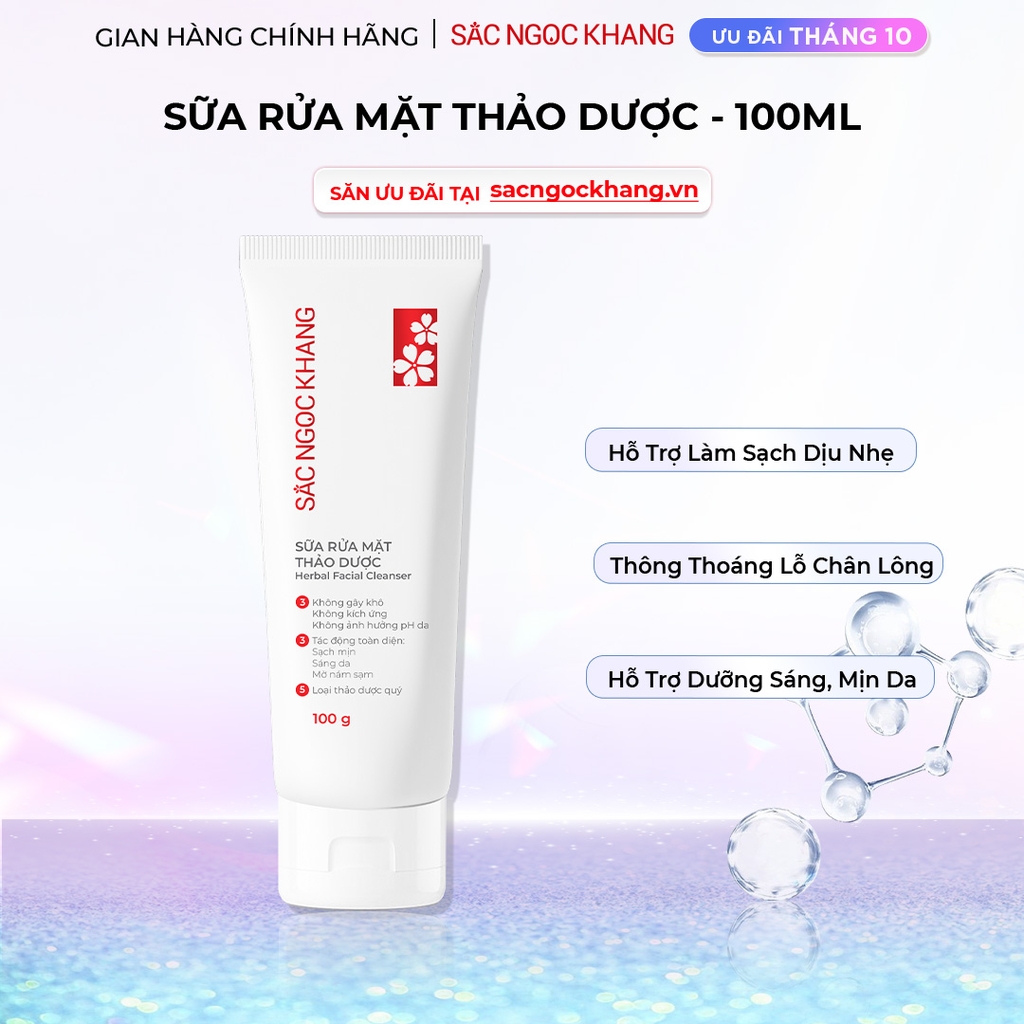 Sữa Rửa Mặt Thảo Dược Dịu Nhẹ Sắc Ngọc Khang (Herbal Facial Cleanser) 100g