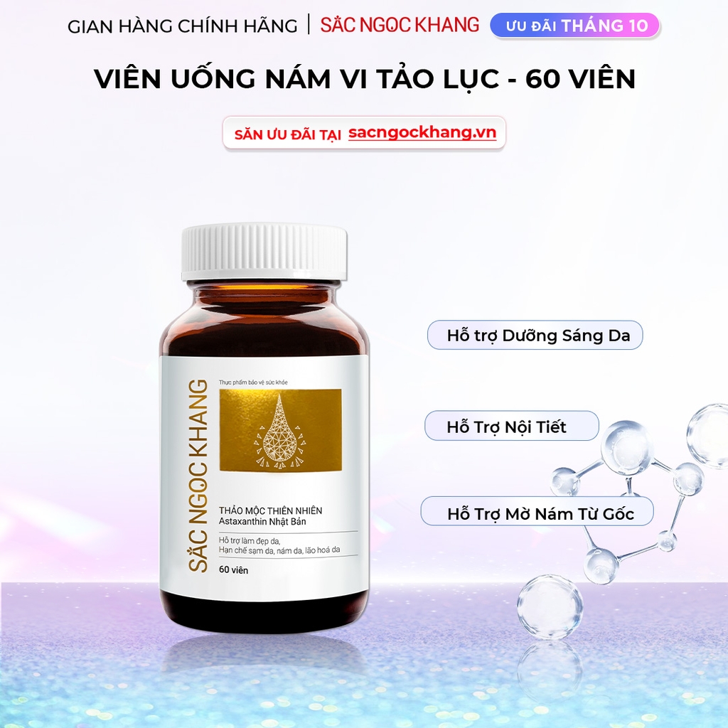 Viên Uống Vi Tảo Lục Sắc Ngọc Khang Mờ Nám, Đẹp Da, Hạn Chế Lão Hóa 60v