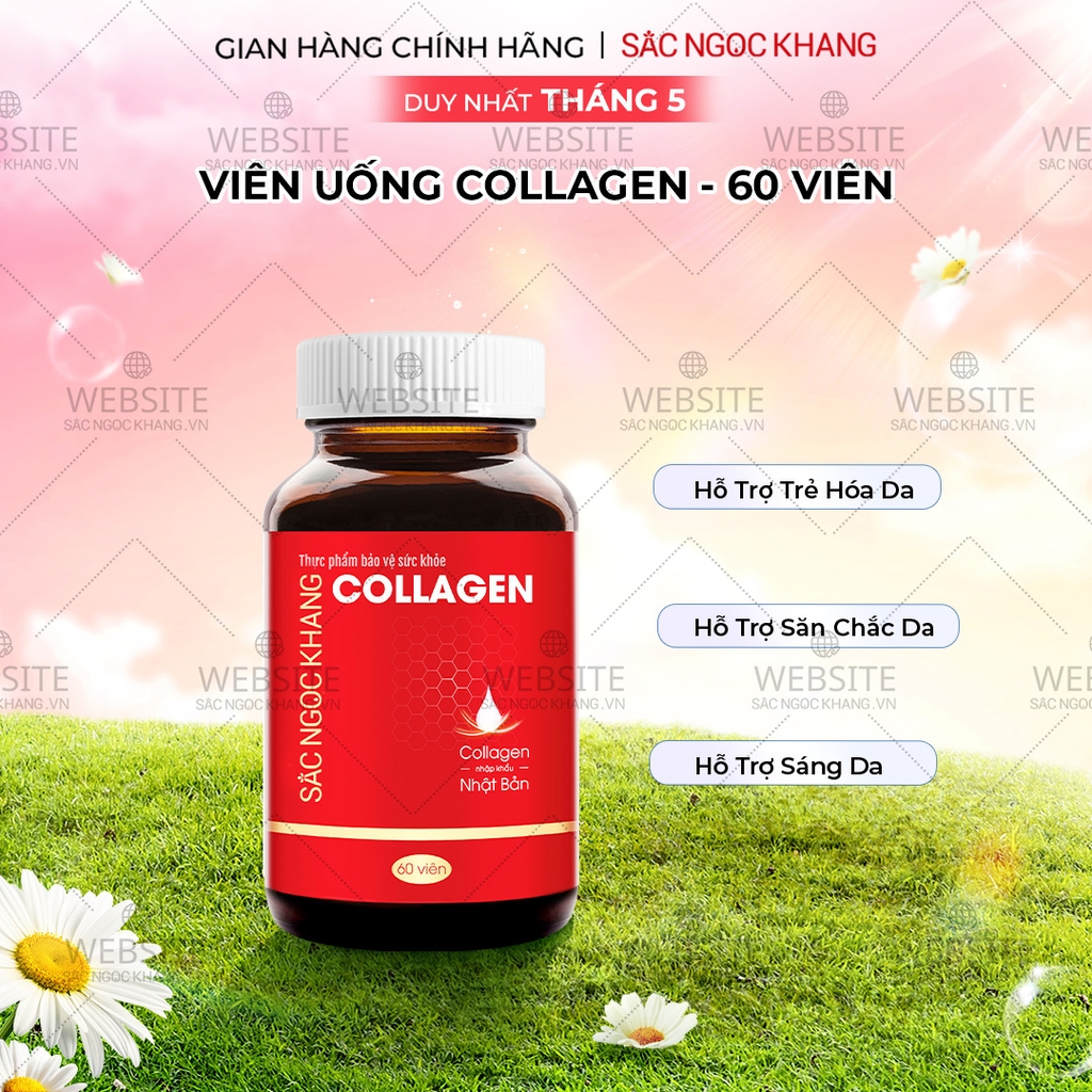 Viên Uống Collagen Dipeptide Hỗ Trợ Làm Mờ Nếp Nhăn - Dưỡng Ẩm Mịn Da Sắc Ngọc Khang hộp 60 viên