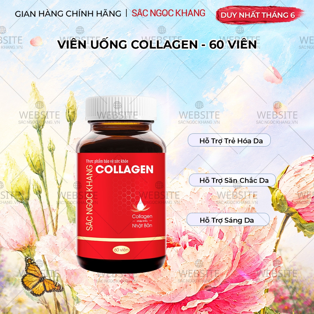 Viên Uống Collagen Dipeptide Hỗ Trợ Làm Mờ Nếp Nhăn - Dưỡng Ẩm Mịn Da Sắc Ngọc Khang hộp 60 viên