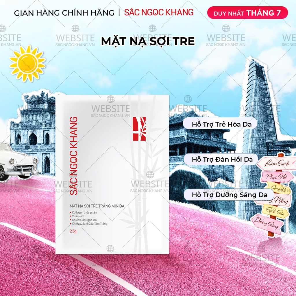 Mặt Nạ Sợi Tre Trắng Mịn Da Sắc Ngọc Khang (1 miếng/23g)