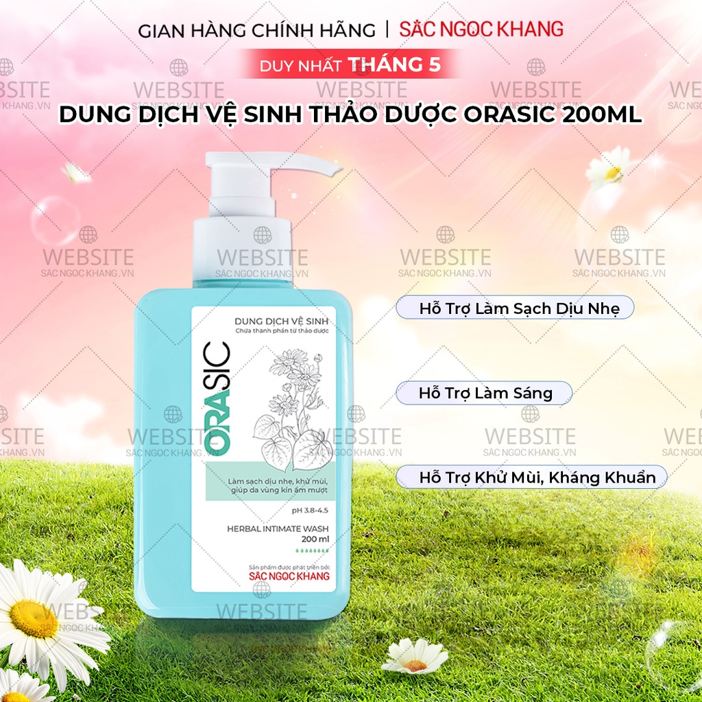 Dung Dịch Vệ Sinh Thảo Dược Orasic Dưỡng Hồng Sắc Ngọc Khang (Herbal Intimate Wash) 200ml