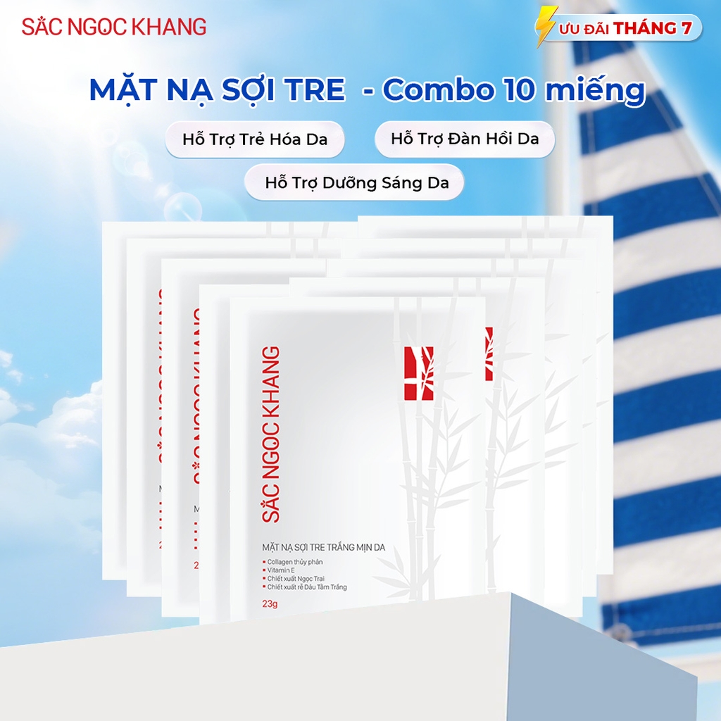 Set 10 Mặt Nạ sợi tre dưỡng trắng mịn da Sắc Ngọc Khang 25g/miếng