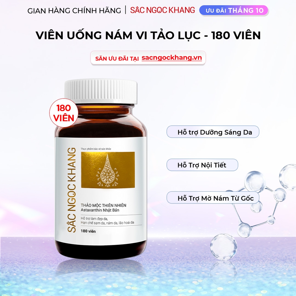 Viên Uống Vi Tảo Lục Sắc Ngọc Khang Mờ Nám, Đẹp Da, Hạn Chế Lão Hóa 180v