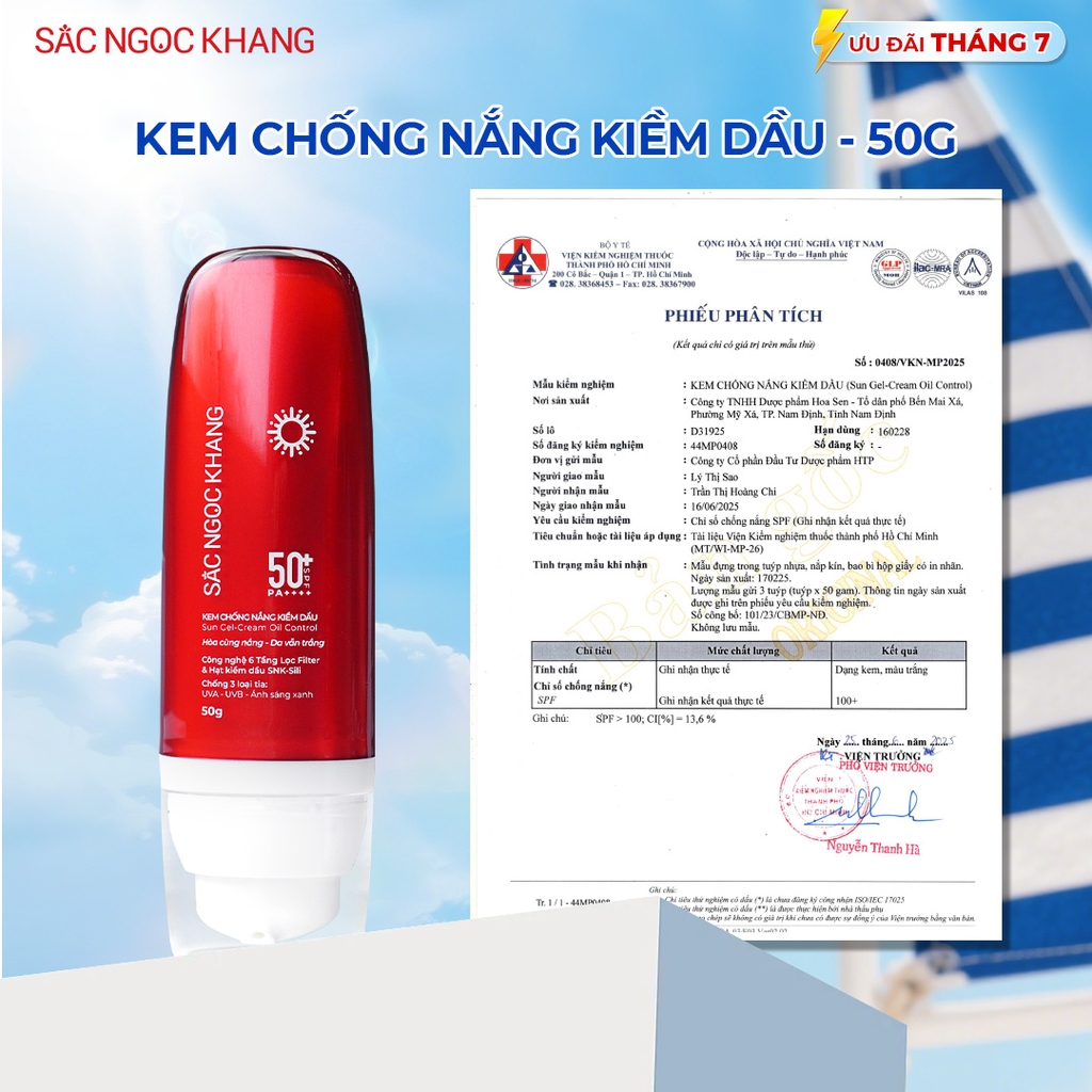 Kem Chống Nắng Kiềm Dầu Sắc Ngọc Khang 50g