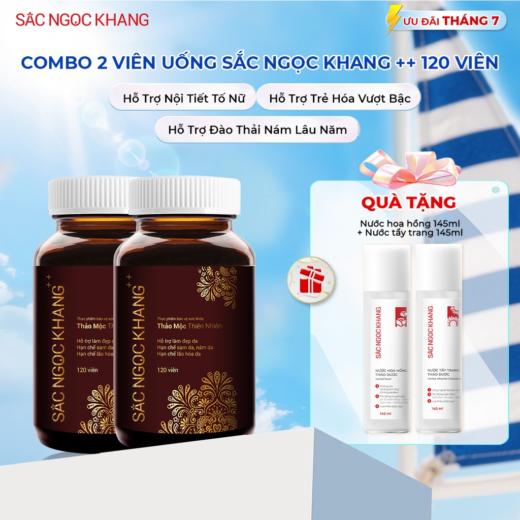 Combo 2 Viên Uống Mờ Nám, Hạn Chế Lão Hóa, Khỏe Đẹp Da Sắc Ngọc Khang++ (Liệu trình 2 tháng)