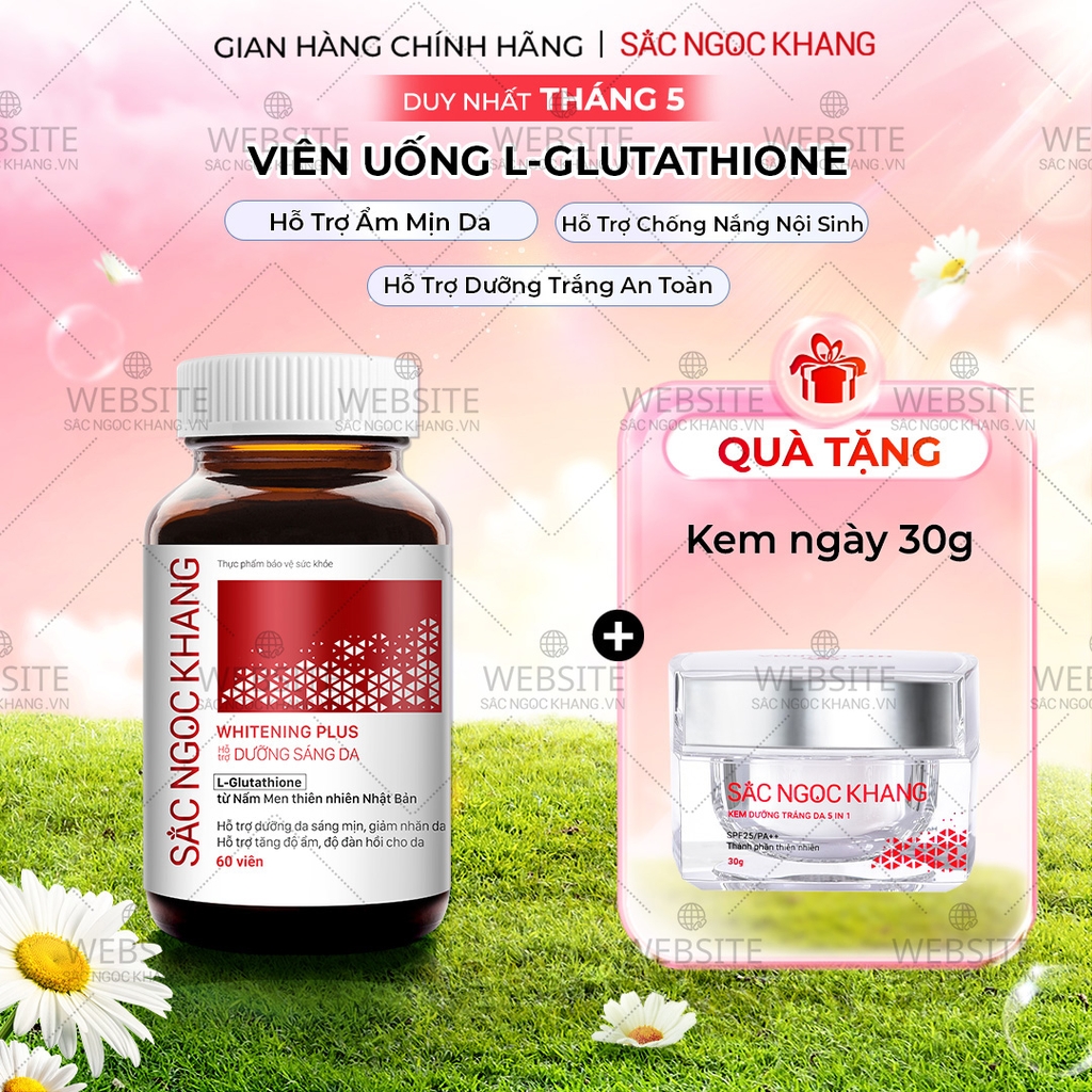 Viên Uống Glutathione Dưỡng Trắng Da Vượt Trội 60 viên (Tặng Kem Ngày fullsize)