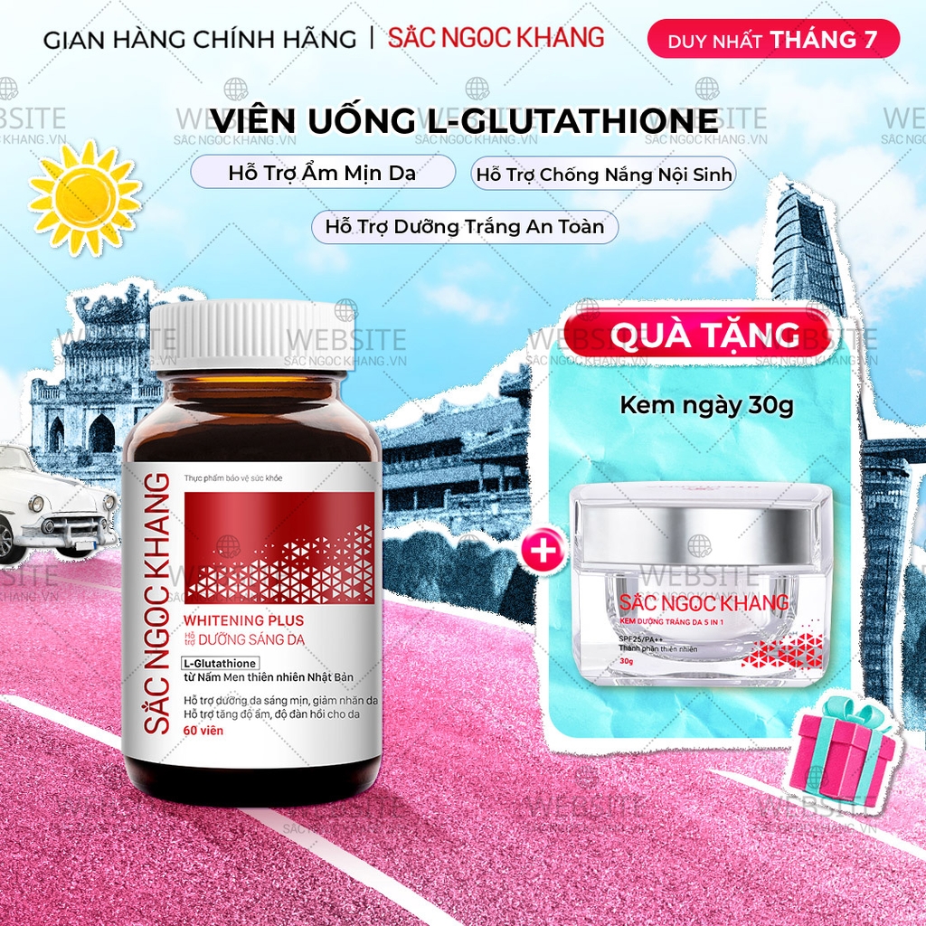 Viên Uống Glutathione Dưỡng Trắng Da Vượt Trội 60 viên (Tặng Kem Ngày fullsize)