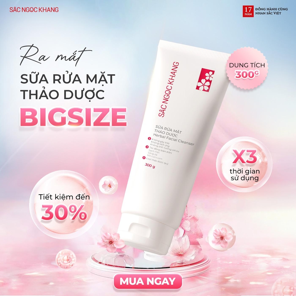 Sữa Rửa Mặt Thảo Dược Dịu Nhẹ Sắc Ngọc Khang (Herbal Facial Cleanser) 300g