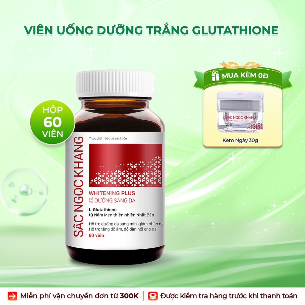 Viên Uống Glutathione Dưỡng Trắng Da Vượt Trội 60 viên (Tặng Kem Ngày fullsize)