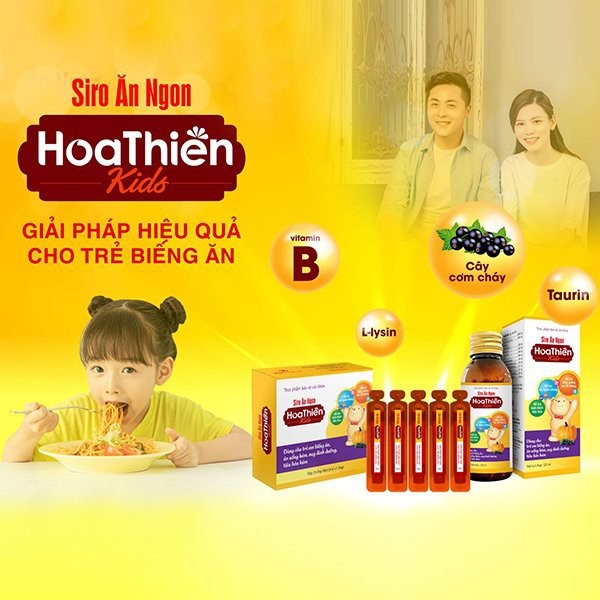 Siro ăn ngon Hoa Thiên Hộp 20 ống 10ml giúp bé ăn ngon hơn, hổ trợ phát triển trí não, tăng sức đề kháng của bé