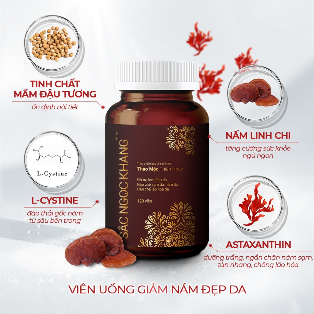 Viên Uống Sắc Ngọc Khang ++ 120 viên (tặng 1 Nước Uống Collagen Dipeptide Sắc Ngọc Khang (Hộp 5 túi x 20ml))