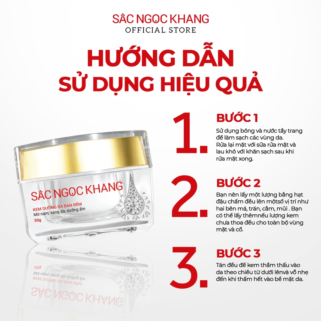Kem Dưỡng Da Ban Đêm Sắc Ngọc Khang 10g - Dưỡng ẩm, mờ nám sạm, tàn nhang