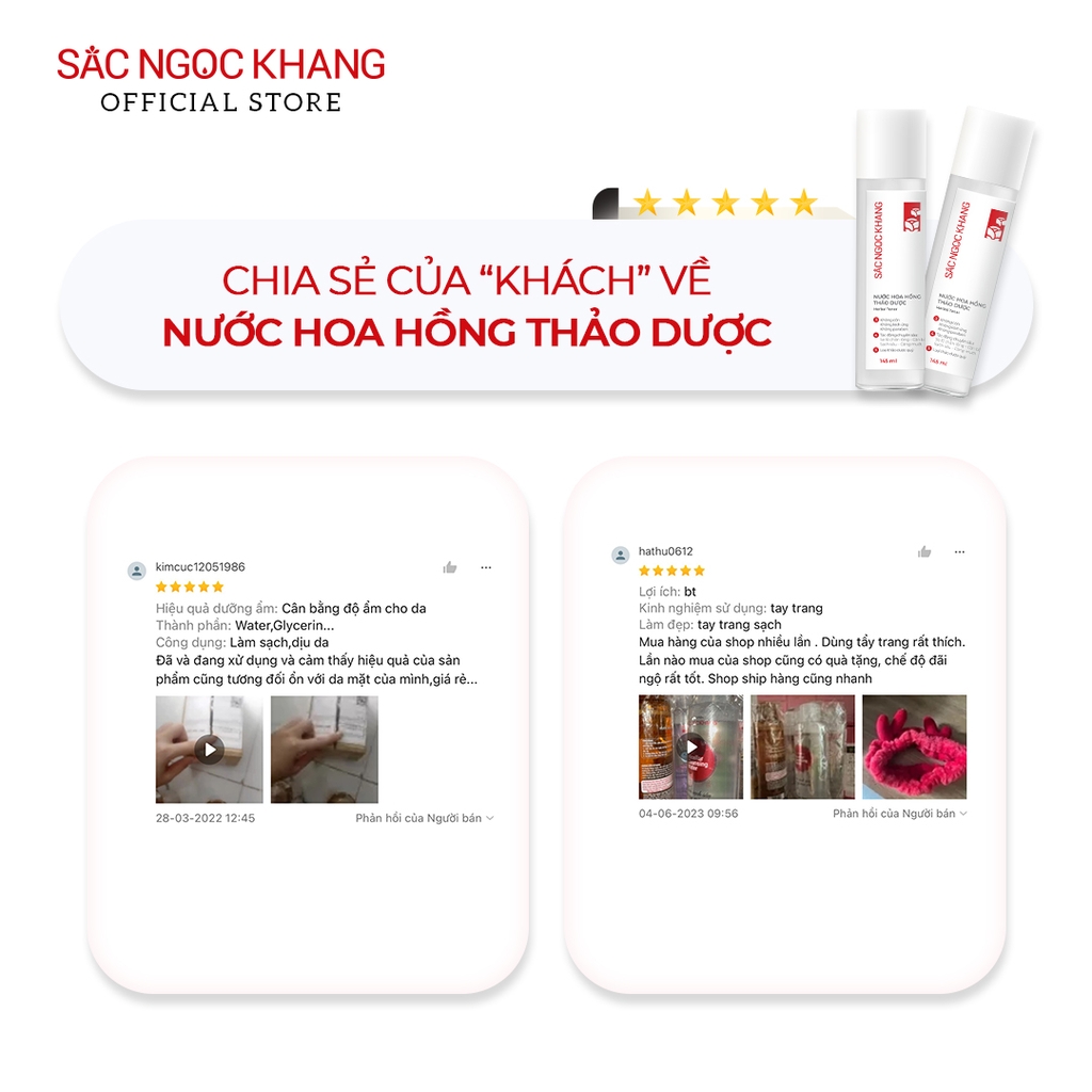 Nước Hoa Hồng Thảo Dược Sắc Ngọc Khang 145ml ( Herbal Toner)