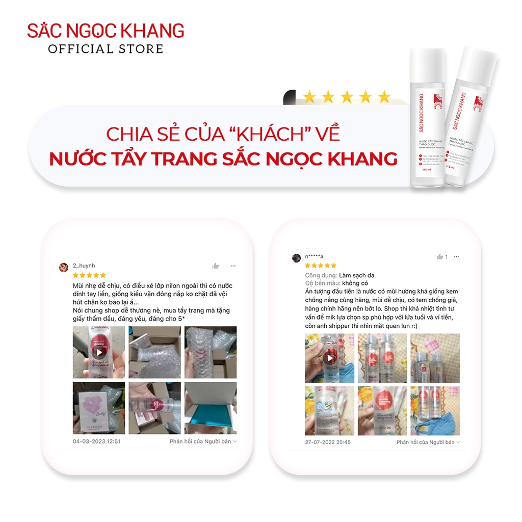 Nước tẩy trang thảo dược Sắc Ngọc Khang 145ml (Micellar Cleansing Water)