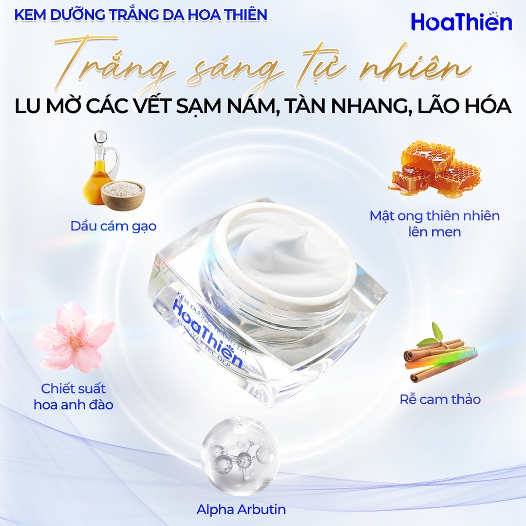 Combo Dưỡng Trắng Bức Phá 01 Kem Hoa Thiên 30g + 01 Serum Vitamin C 30ml