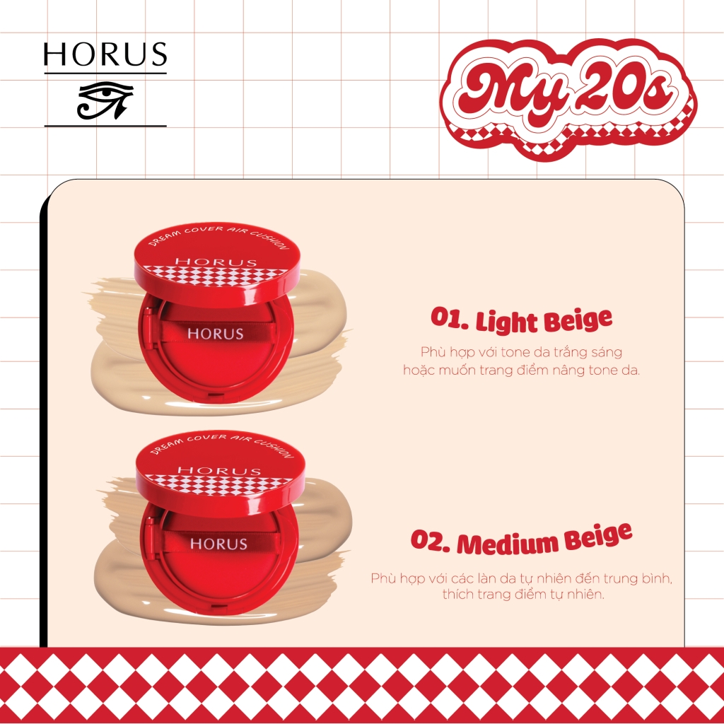 Phấn nước HORUS Dream Cover Air Cushion 12.5g cushion horus che khuyết điểm vượt trội mỏng mịn nhẹ