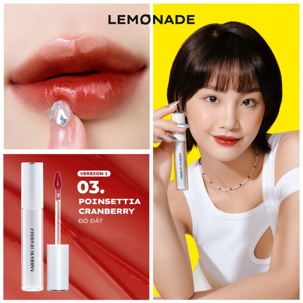 Son tint bóng không dính bền màu Lemonade Mirror Mirror Water Tint bóng mượt môi , bền màu 4g