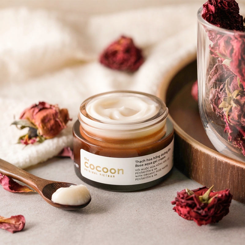 Kem dưỡng ẩm dạng thạch Cocoon cấp ẩm, ngừa mụn, sáng da từ Bí đao, Hoa hồng, Nghệ Hưng Yên 30ml- 100ml