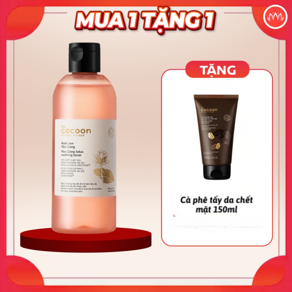 Toner sen Cocoon nước cân bằng da cấp ẩm Nước sen Hậu Giang  dành cho da rất nhạy cảm 140ml - 310ml