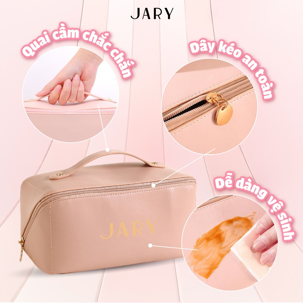 Túi đựng mỹ phẩm JARY Makeup Bag da PU cao cấp - Màu hồng