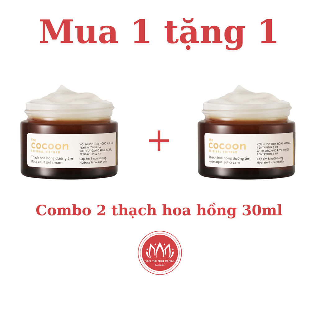 Kem dưỡng ẩm dạng thạch Cocoon cấp ẩm, ngừa mụn, sáng da từ Bí đao, Hoa hồng, Nghệ Hưng Yên 30ml- 100ml