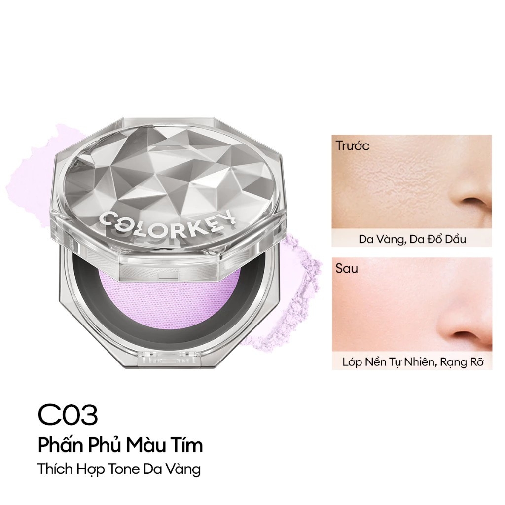 Phấn phủ dạng bột COLORKEY siêu mịn giúp lớp trang điểm tự nhiên 8g - color key phấn phủ chính hãng