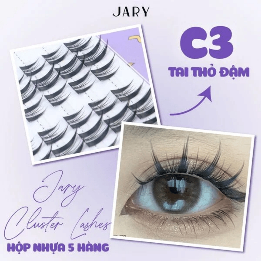 Lông mi cụm tự nhiên Jary Cluster Lashes  - hộp nhựa 5 hàng - mi giả chính hãng - daothinhuquynh
