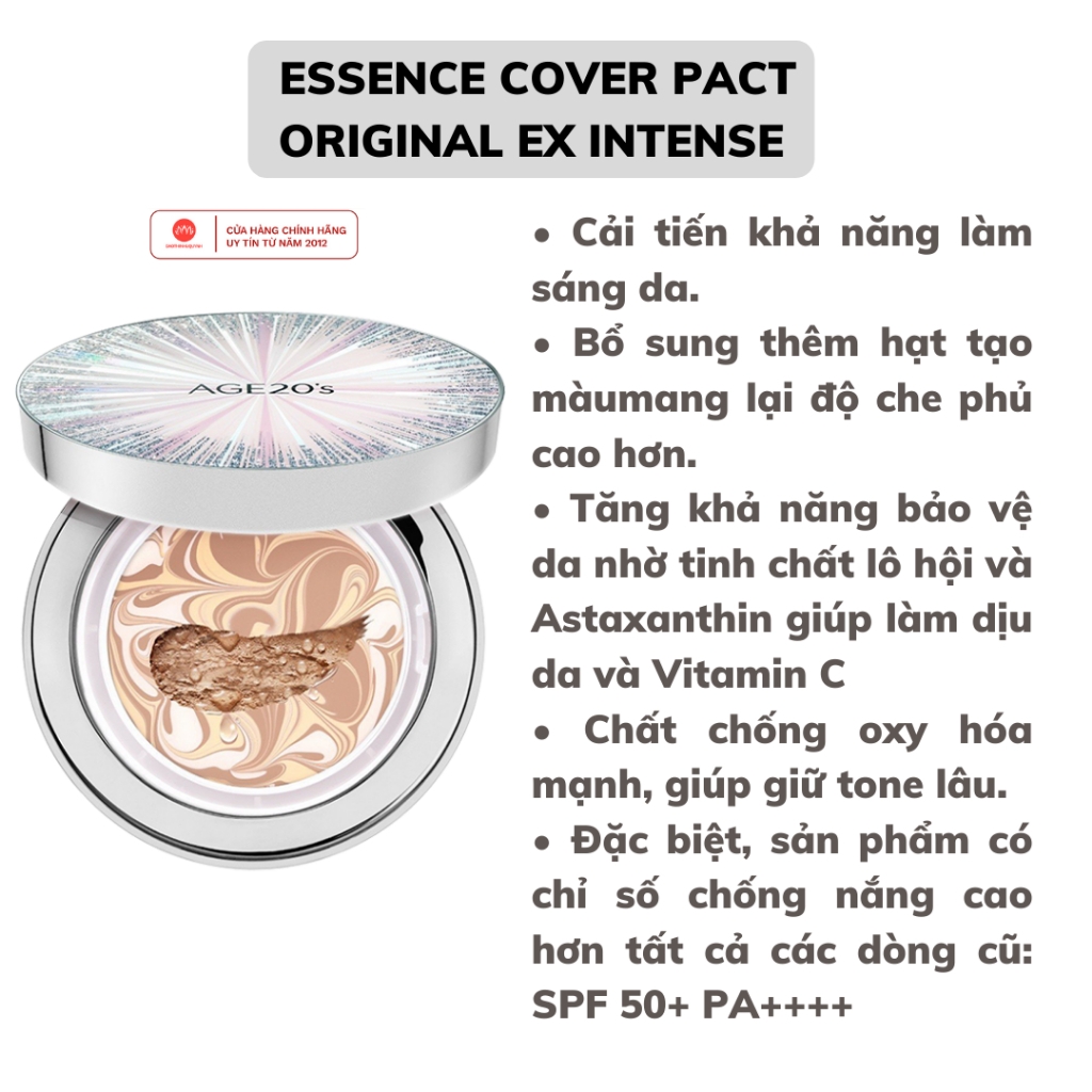 Phấn nền kim cương Age 20s Essence Cover Pact Diamond Original SPF 50+PA +++ Chính hãng age20 12.5g