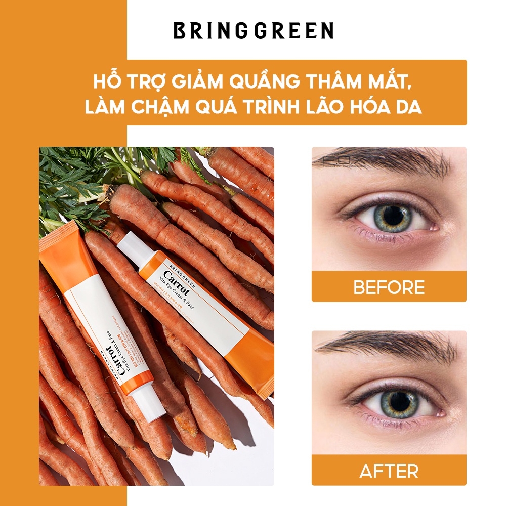Kem dưỡng Bring Green Carrot Vita Eye Cream & Face Double chống lão hóa và ngăn ngừa nếp nhăn