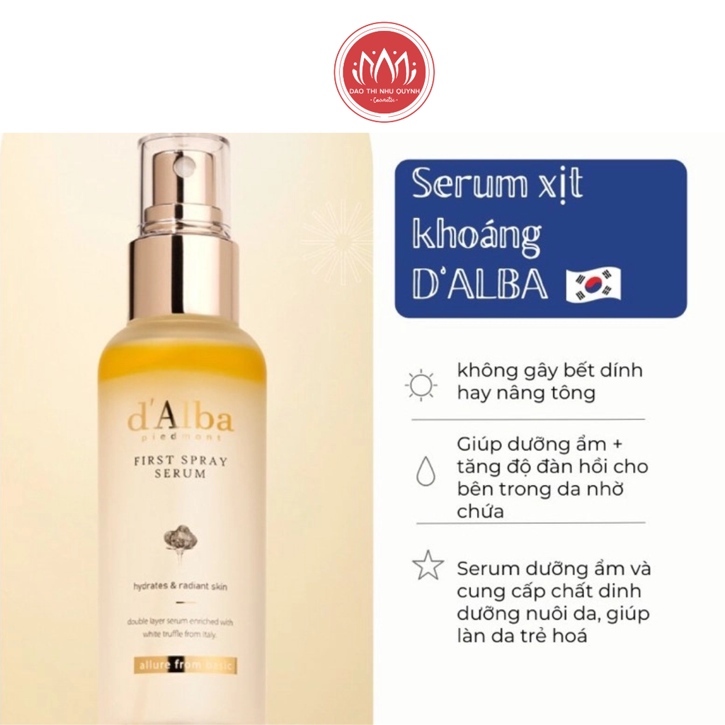 Serum dưỡng dạng xịt d'Alba First Spray White Truffle tinh chất cấp ẩm cho da chính hãng 50ml-100ml