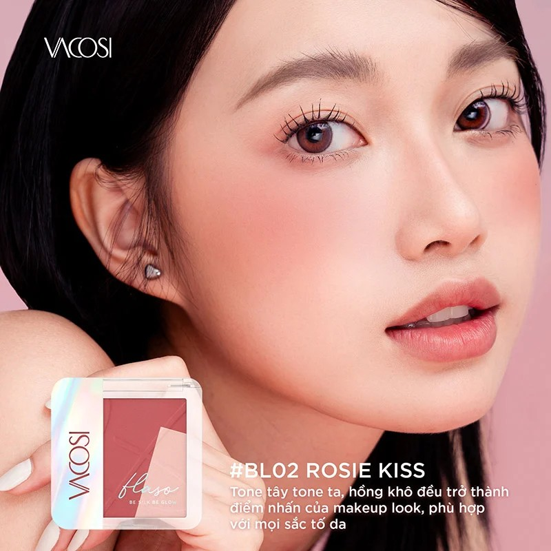 Phấn má hồng bắt sáng Vacosi Flaso Blush Set - phấn trang điểm siêu mịn Vacosi bền màu chính hãng