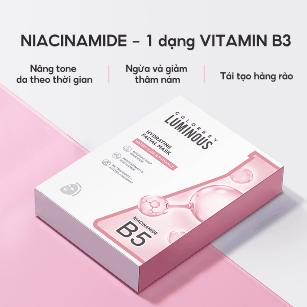 Combo 3 Hộp mặt nạ giấy COLORKEY LUMINOUS Vitamin B5 Mask color key hỗ trợ sáng da 10 miếng / hộp