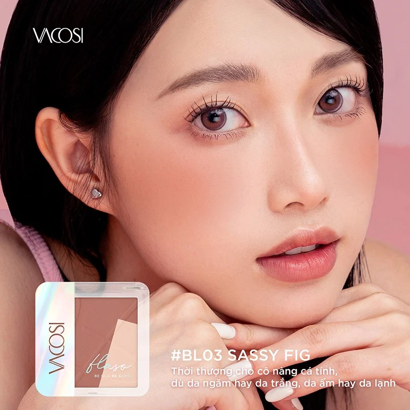 Phấn má hồng bắt sáng Vacosi Flaso Blush Set - phấn trang điểm siêu mịn Vacosi bền màu chính hãng