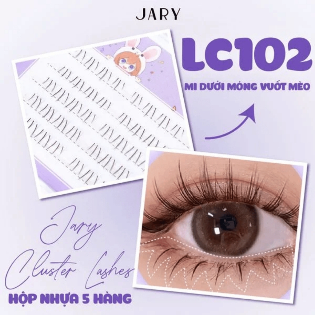 Lông mi cụm tự nhiên Jary Cluster Lashes  - hộp nhựa 5 hàng - mi giả chính hãng - daothinhuquynh