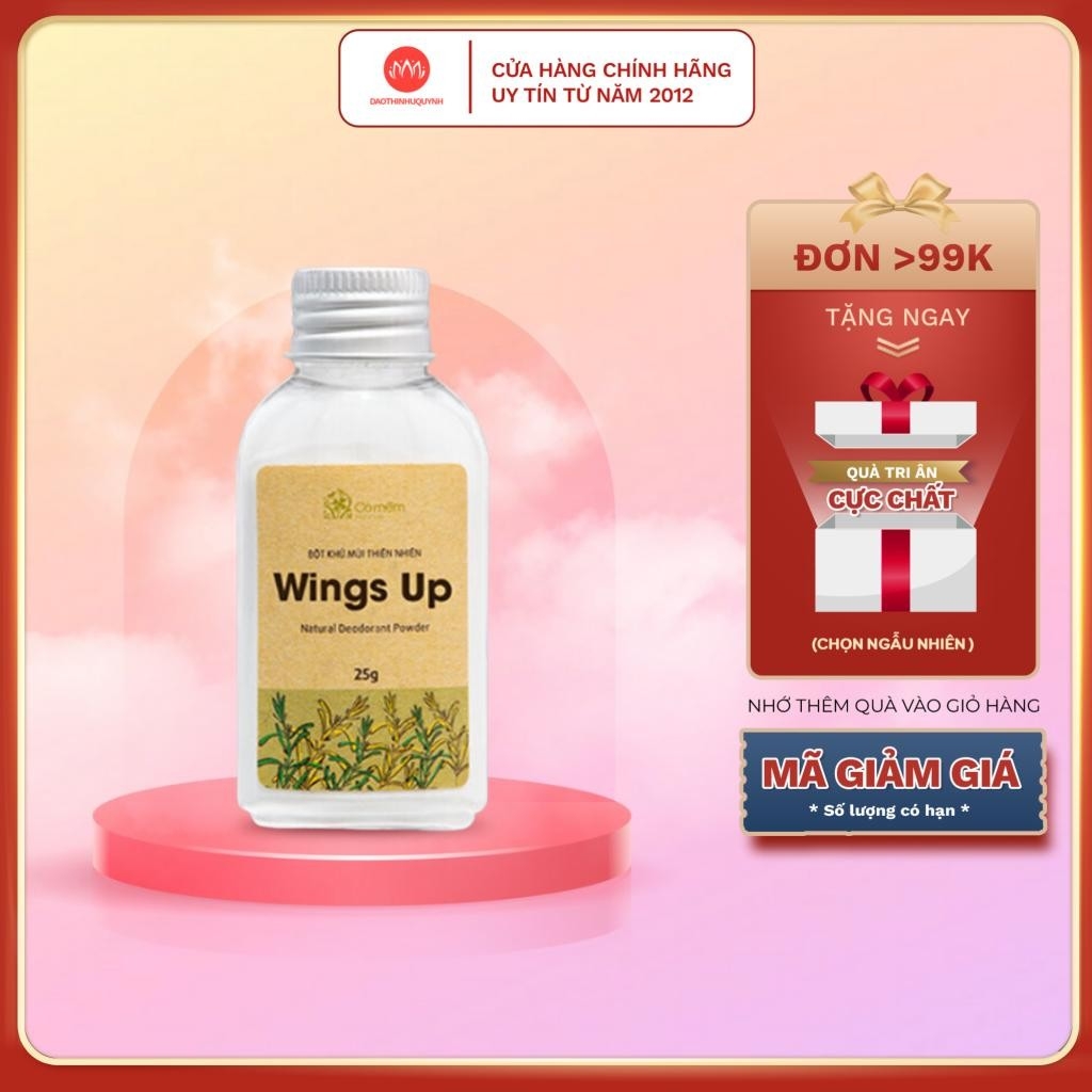 Bột khử mùi thiên nhiên Wings Up - khử mùi hôi chân, nách & giảm tiết mồ hôi - Cỏ mềm HomeLab 25g