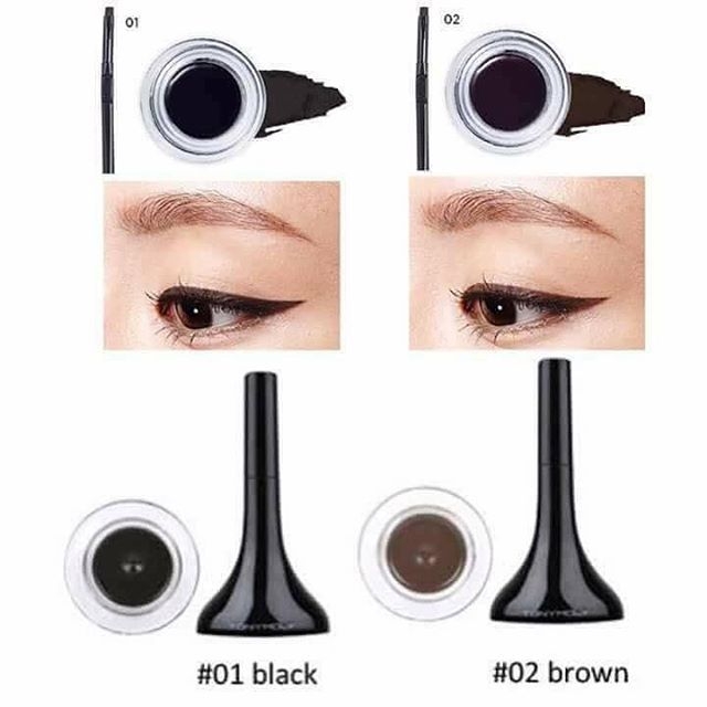 Kẻ mắt dạng gel Tony Moly Backstage Eyeliner Gel tonymoly 2 màu nâu/đen không lem trôi chính hãng 4g