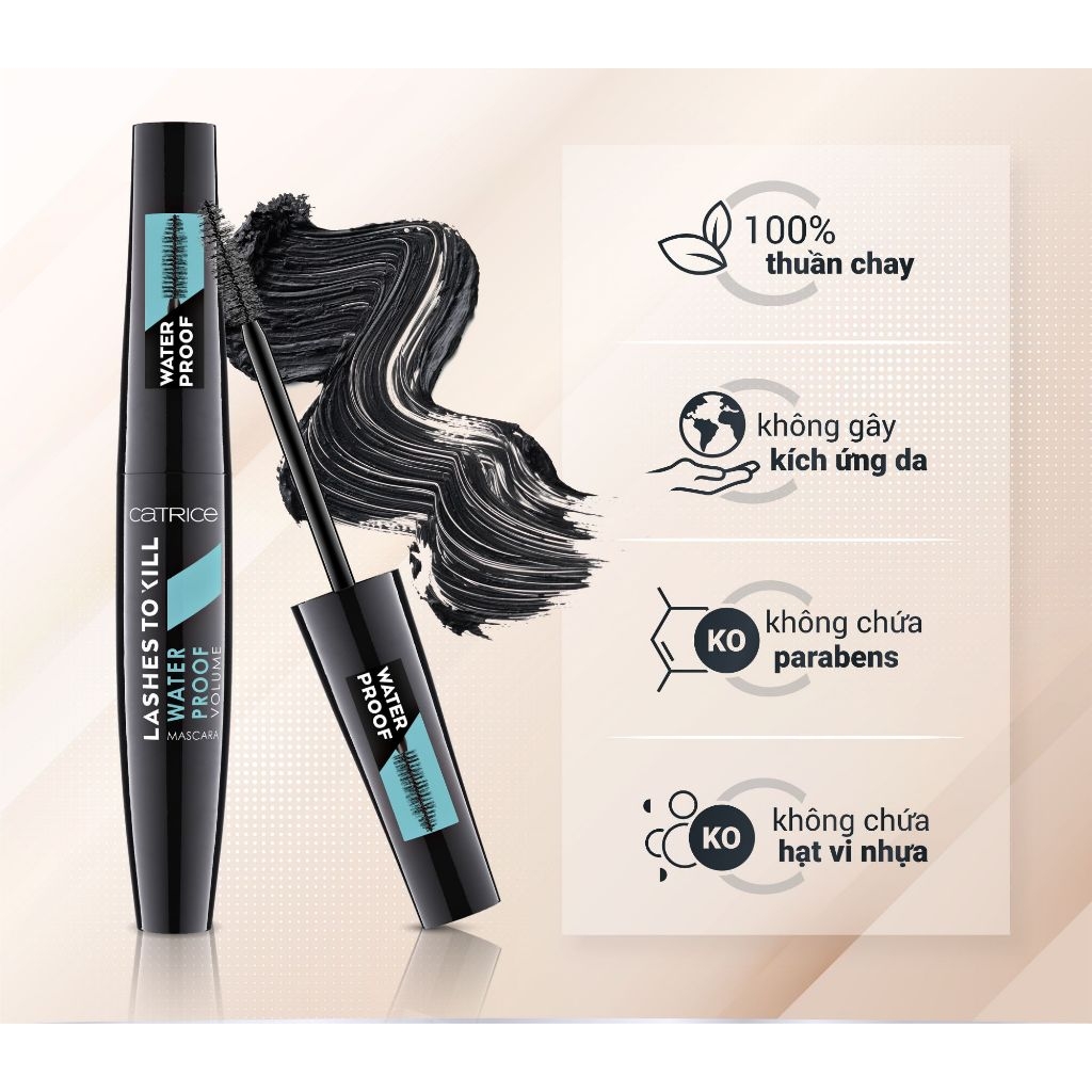 Mascara chuốt mi Catrice Lashes to Kill lên đều màu , chống nước và làm dày cong mi 10ml chính hãng