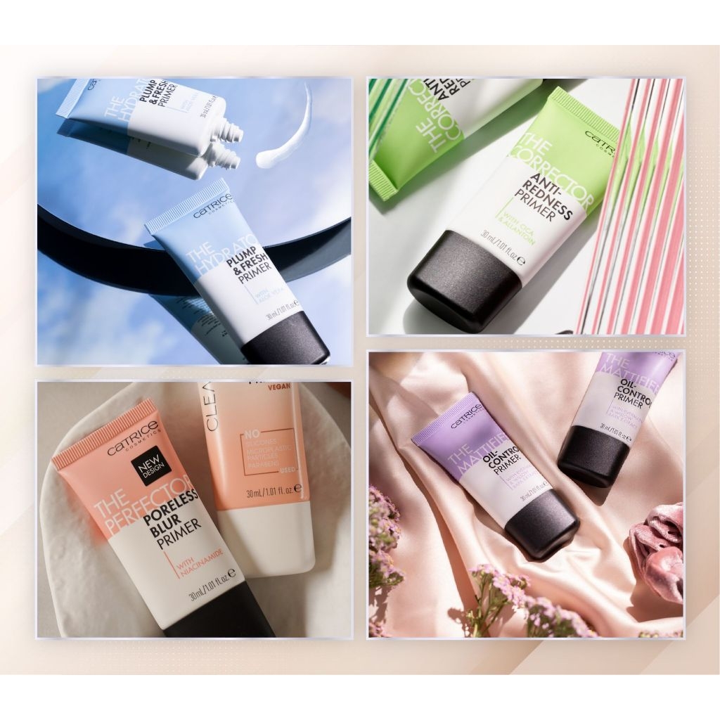Kem lót Catrice Primer kiềm dầu dưỡng ẩm làm mịn đều màu da (Tím - Hồng - Xanh lá - Xanh dương) 30ml