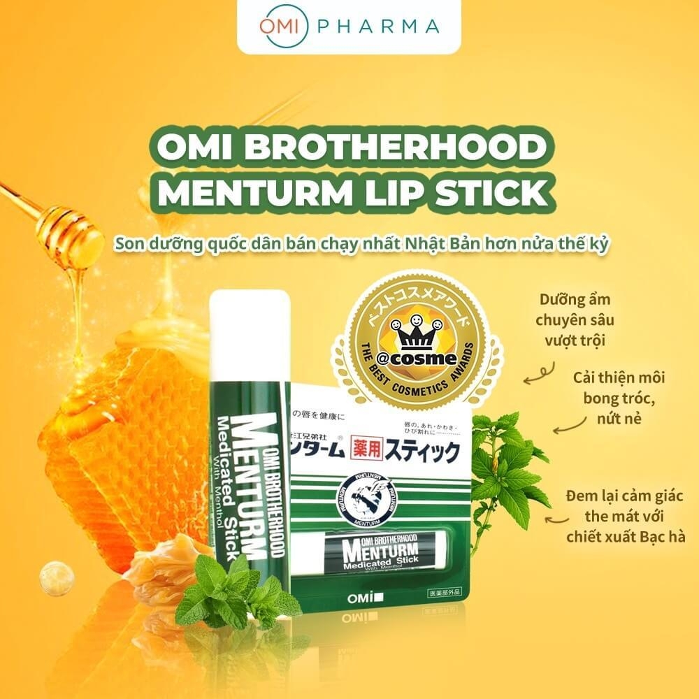 Son Dưỡng Ẩm Bạc Hà Dành Cho Môi Khô Và Nứt Nẻ Omi Brotherhood Menturm Nhật Bản (4g)