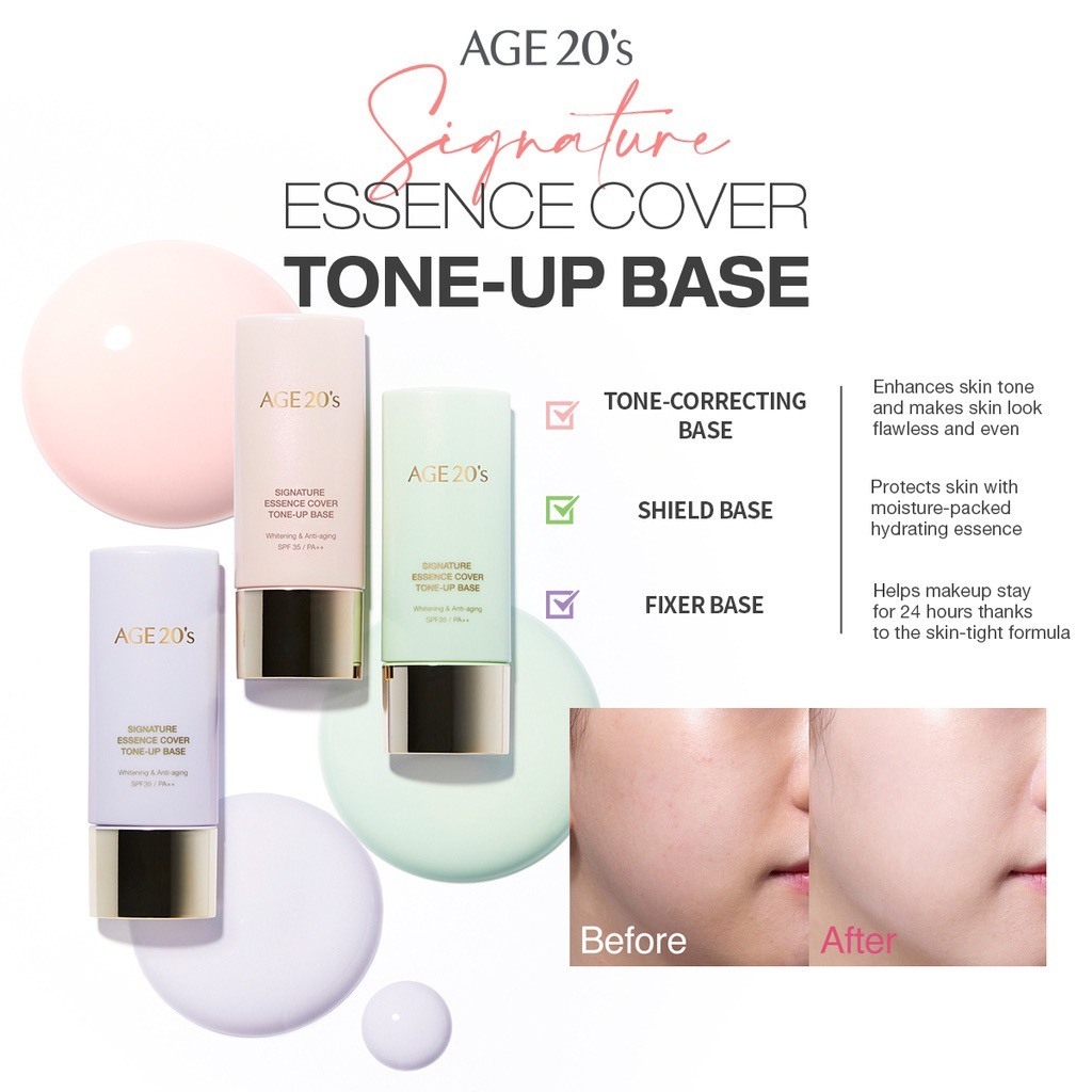 (Minisize) Kem lót kiềm dầu set 3 tuýp Age20’s Cover Tone-up Base 6mlx3 age 20 kem nâng tone mẫu mới