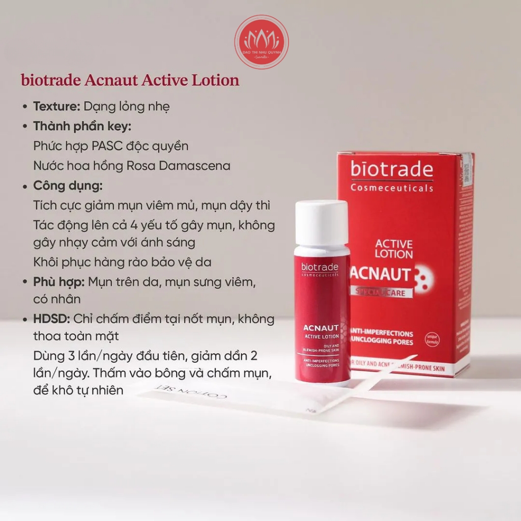 Dung dịch chấm mụn hoạt tính Biotrade Acnaut Active Lotion chăm sóc cho da mụn chính hãng 15ml